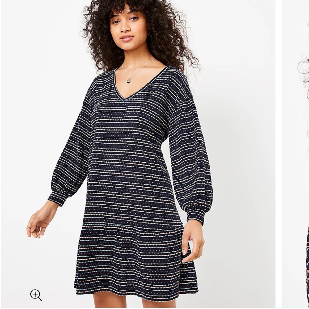 LOFT Dot Stripe Flounce Dress